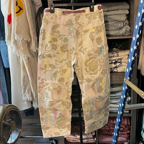 NWT We The Free People Moxie Printed Floral Flocked Barrel Jeans Size 27 w/ Belt - Picture 13 of 13